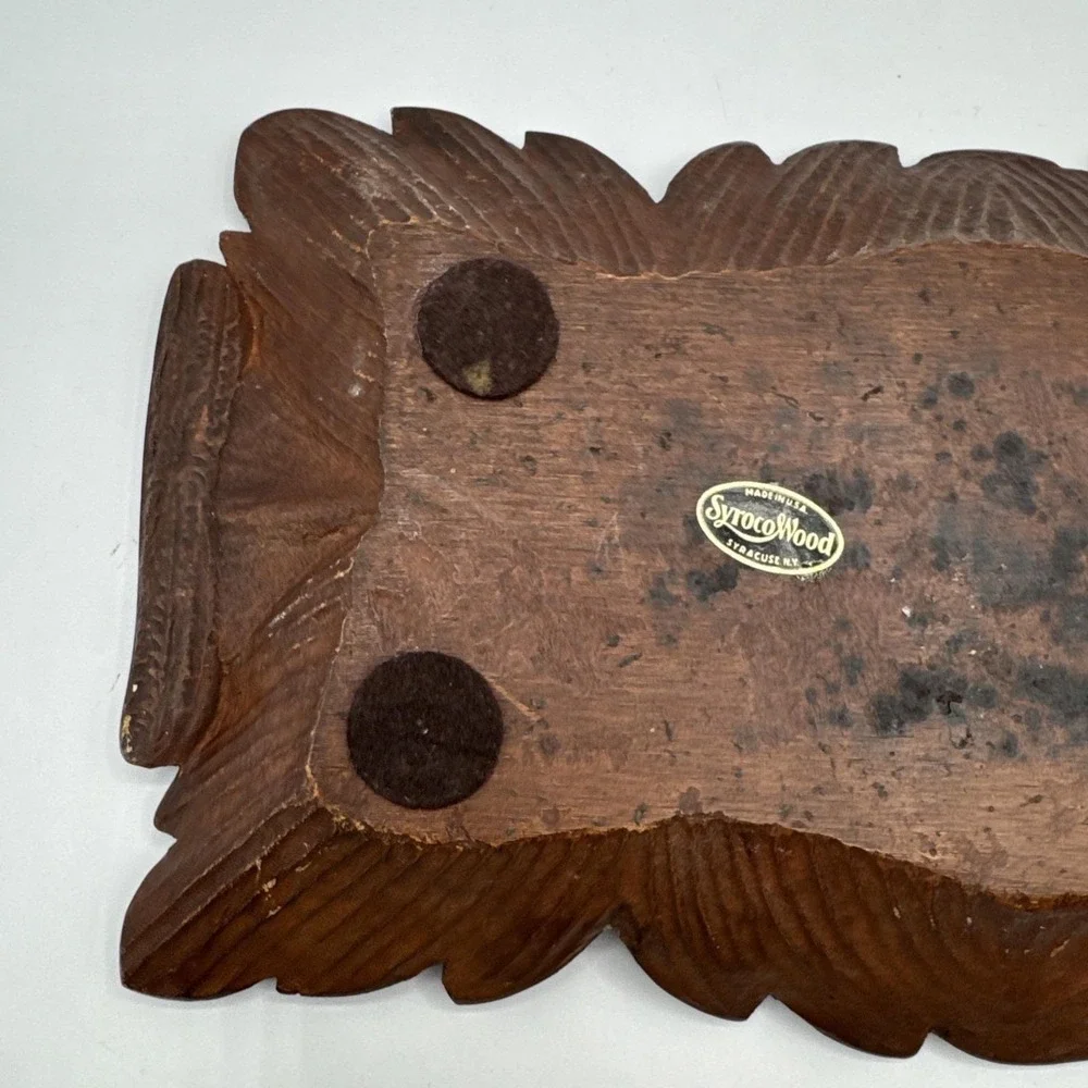Vintage Syroco Wood Leaf Decorative Tray‎ with Handles Fall Holiday